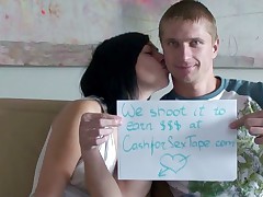 The man and his warm gf have recorded their home vids to earn butt-bangs cash